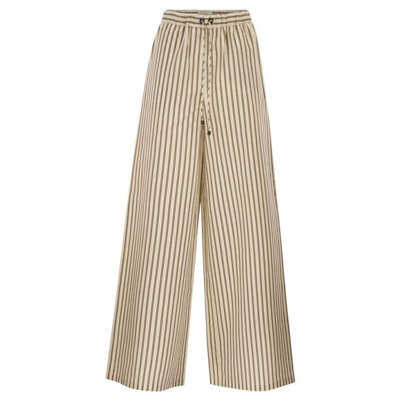 Max Mara Women Mxmordine - Wide-Leg Trousers In Striped Cotton And Silk Canvas